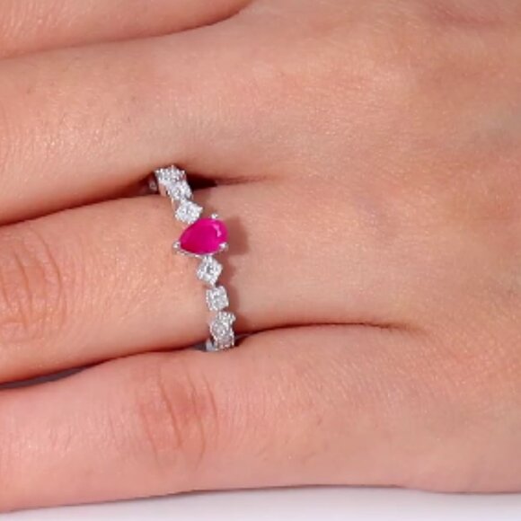 Montepuez Ruby and White Zircon Art Deco Ring - Picture 5 of 5